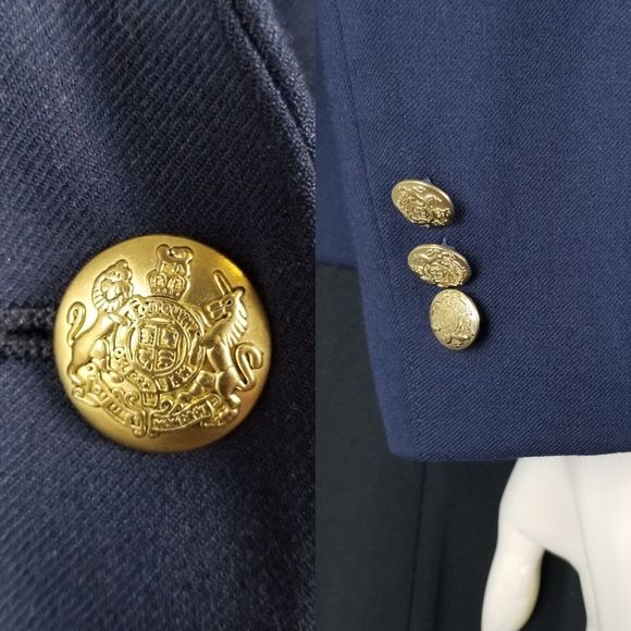 J. Crew Factory Navy Wool-Blend Gold Buttons Academia Career Blazer Sz 10 AZ565 - Picture 13 of 15